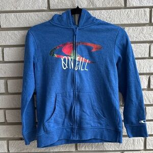 O'Neill Blue Full Zip Fleece Hooded Sweatshirt Sz M